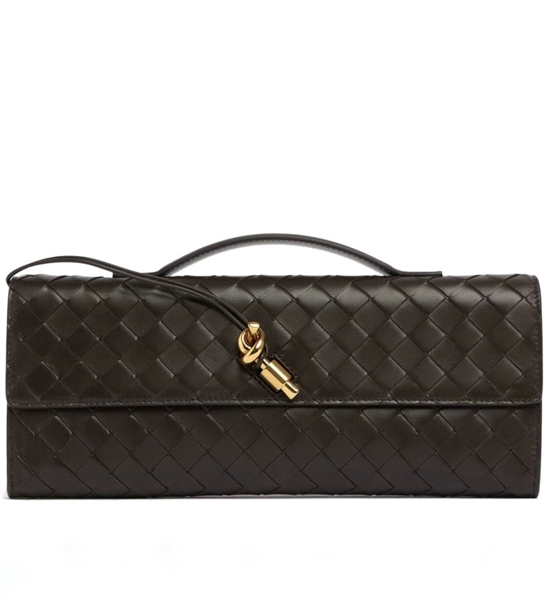 Weaved Clutch L Coffee